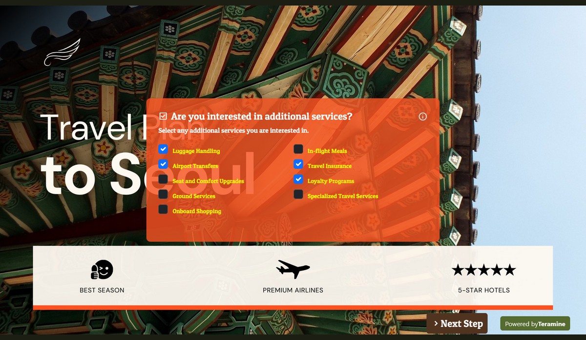 Screenshot of Are you interested in additional services?