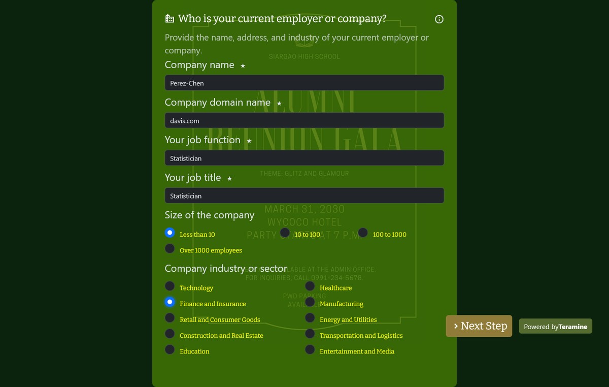 Screenshot of Who is your current employer or company?