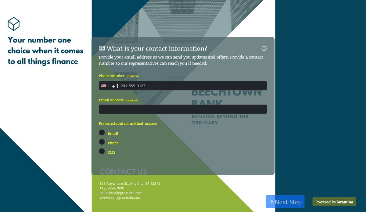 Screenshot of What is your contact information?