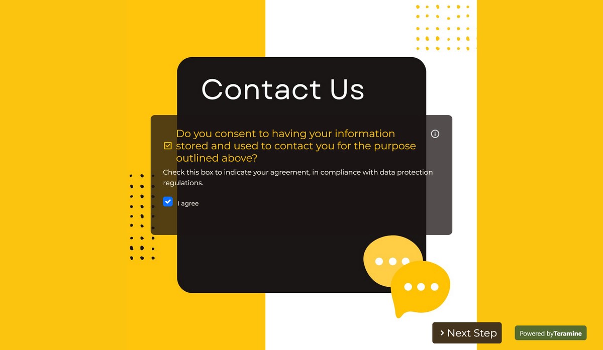 Screenshot of Do you consent to having your information stored and used to contact you for the purpose outlined above?