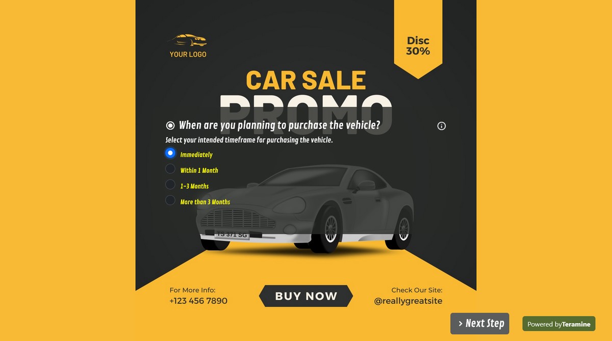 Screenshot of When are you planning to purchase the vehicle?