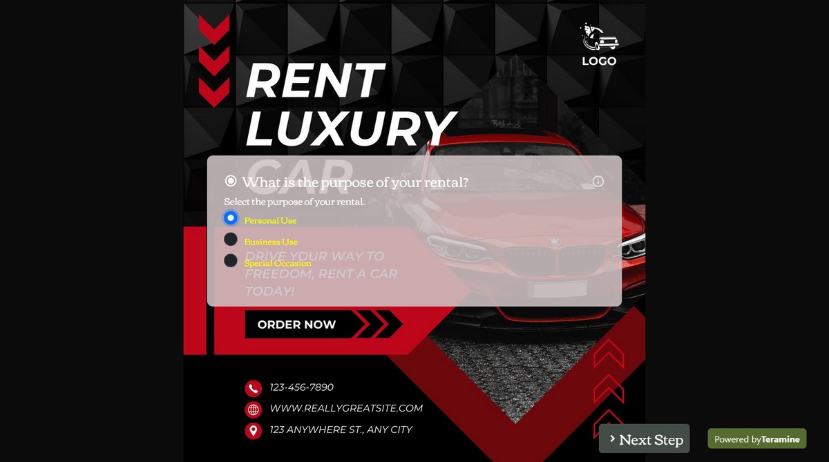 Screenshot of What is the purpose of your rental?