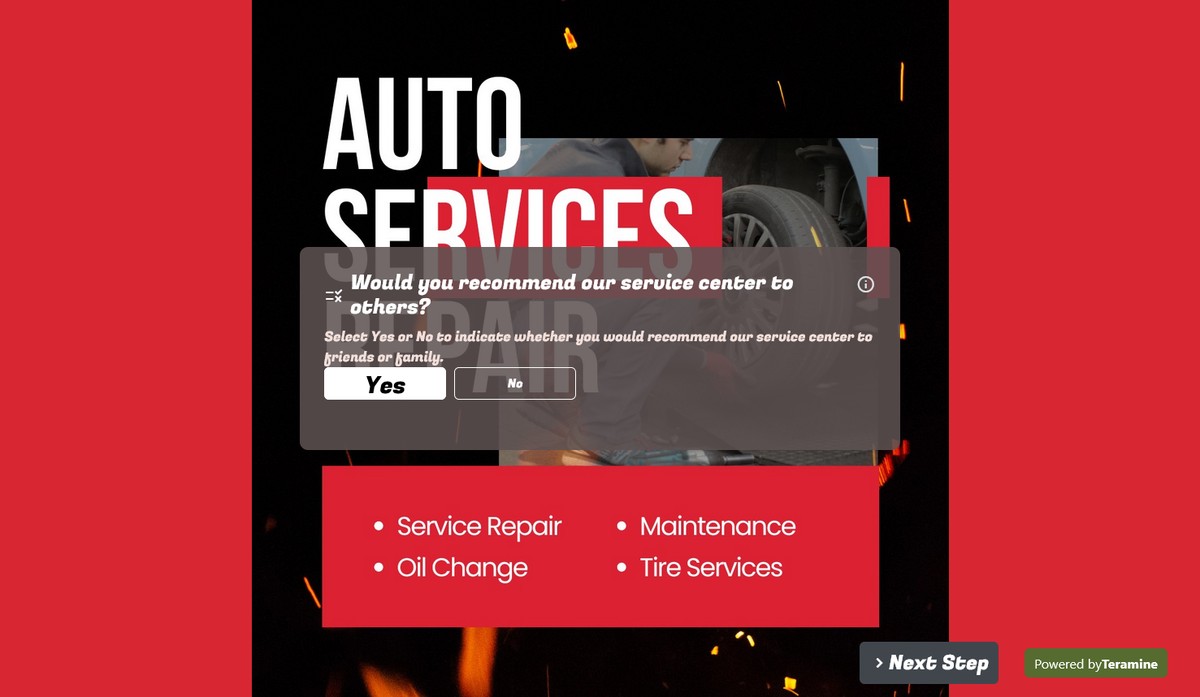 Screenshot of Would you recommend our service center to others?