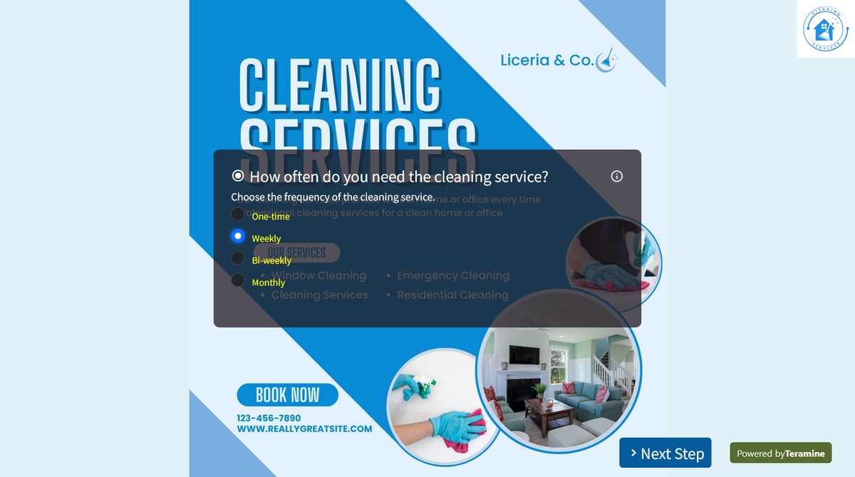 Screenshot of How often do you need the cleaning service?