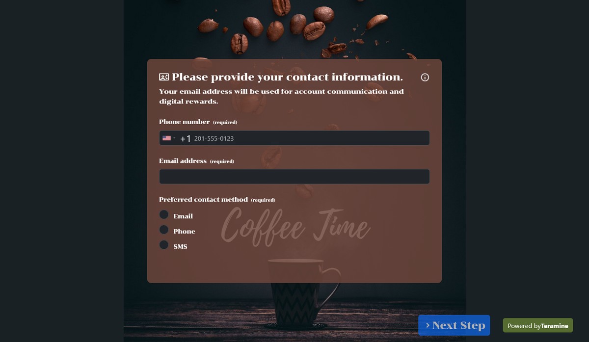 Screenshot of Please provide your contact information.