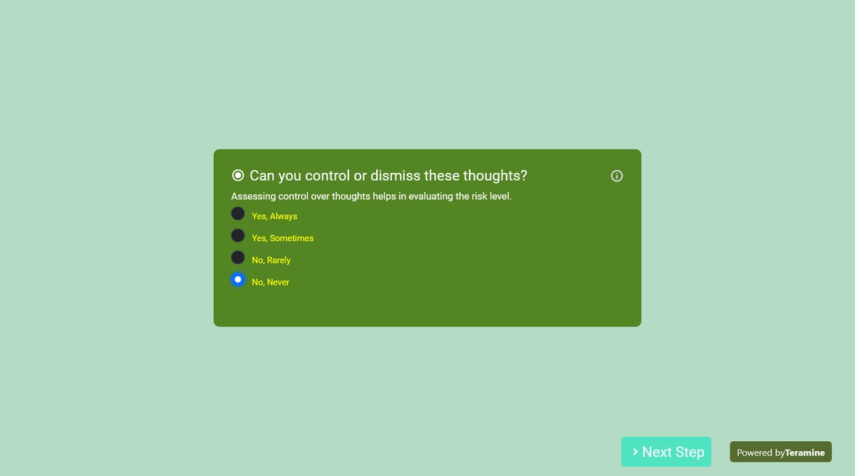 Screenshot of Can you control or dismiss these thoughts?