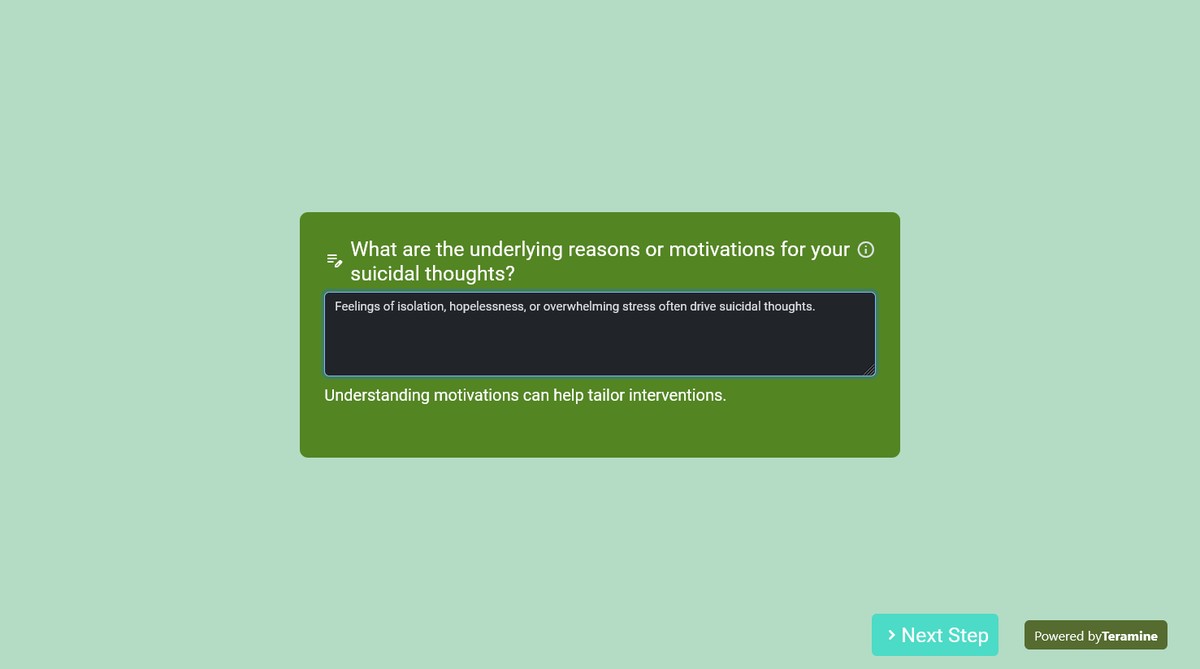 Screenshot of What are the underlying reasons or motivations for your suicidal thoughts?