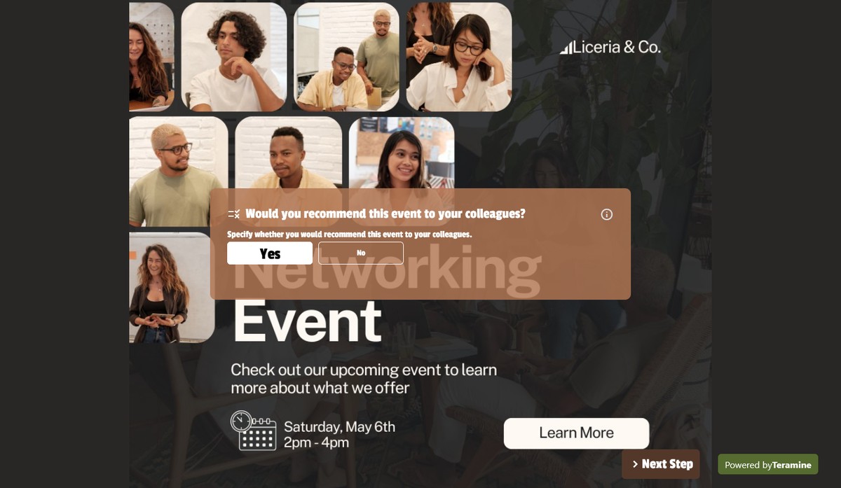 Screenshot of Would you recommend this event to your colleagues?