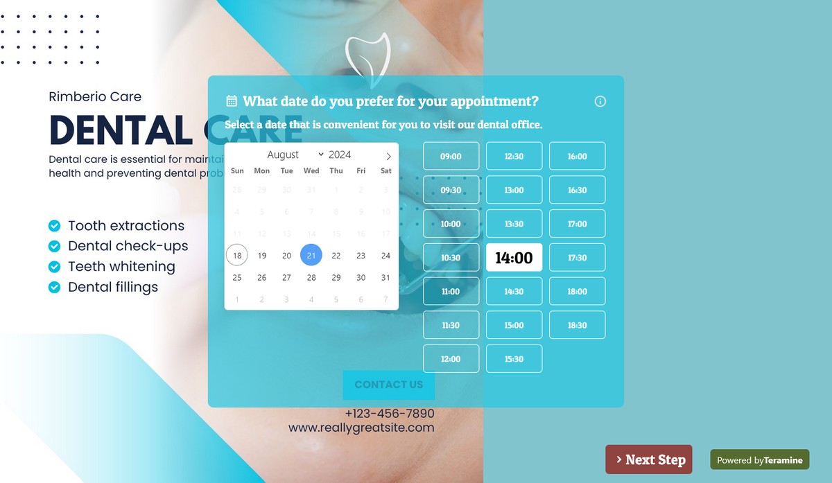 Screenshot of What date do you prefer for your appointment?