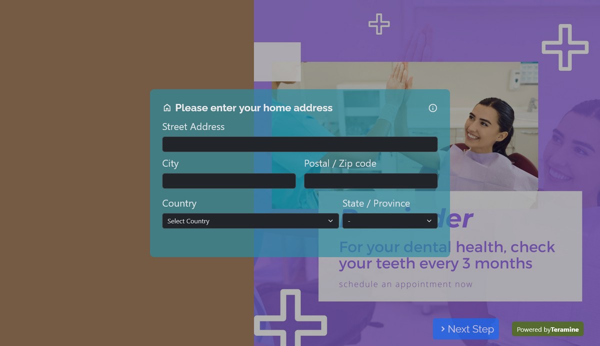 Screenshot of Please enter your home address