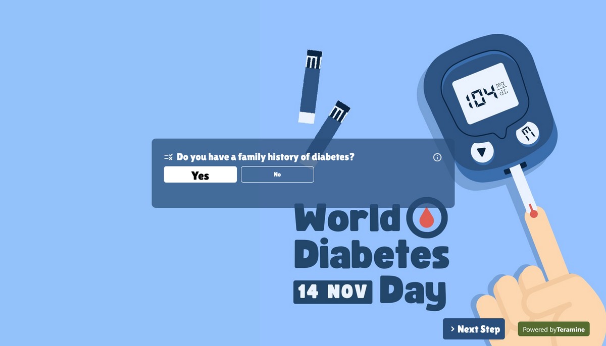 Screenshot of Have you been diagnosed for diabetes previously?