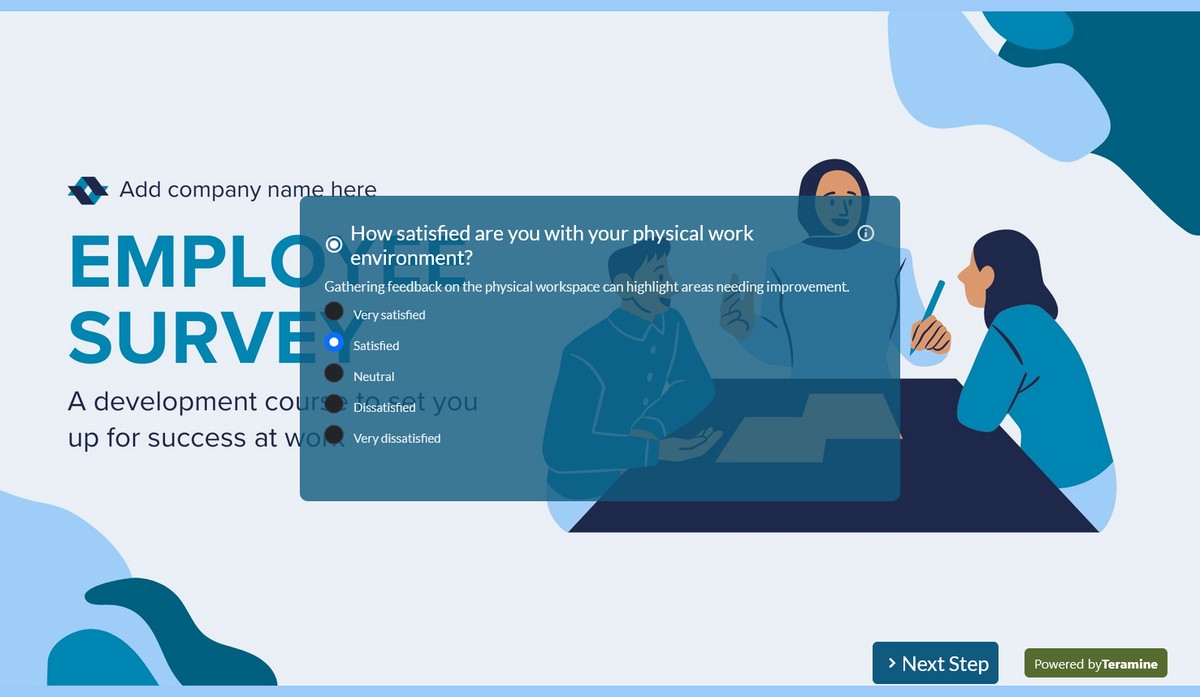 Screenshot of How satisfied are you with your physical work environment?