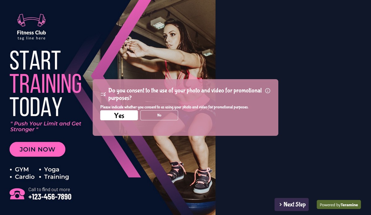 Screenshot of Do you consent to the use of your photo and video for promotional purposes?
