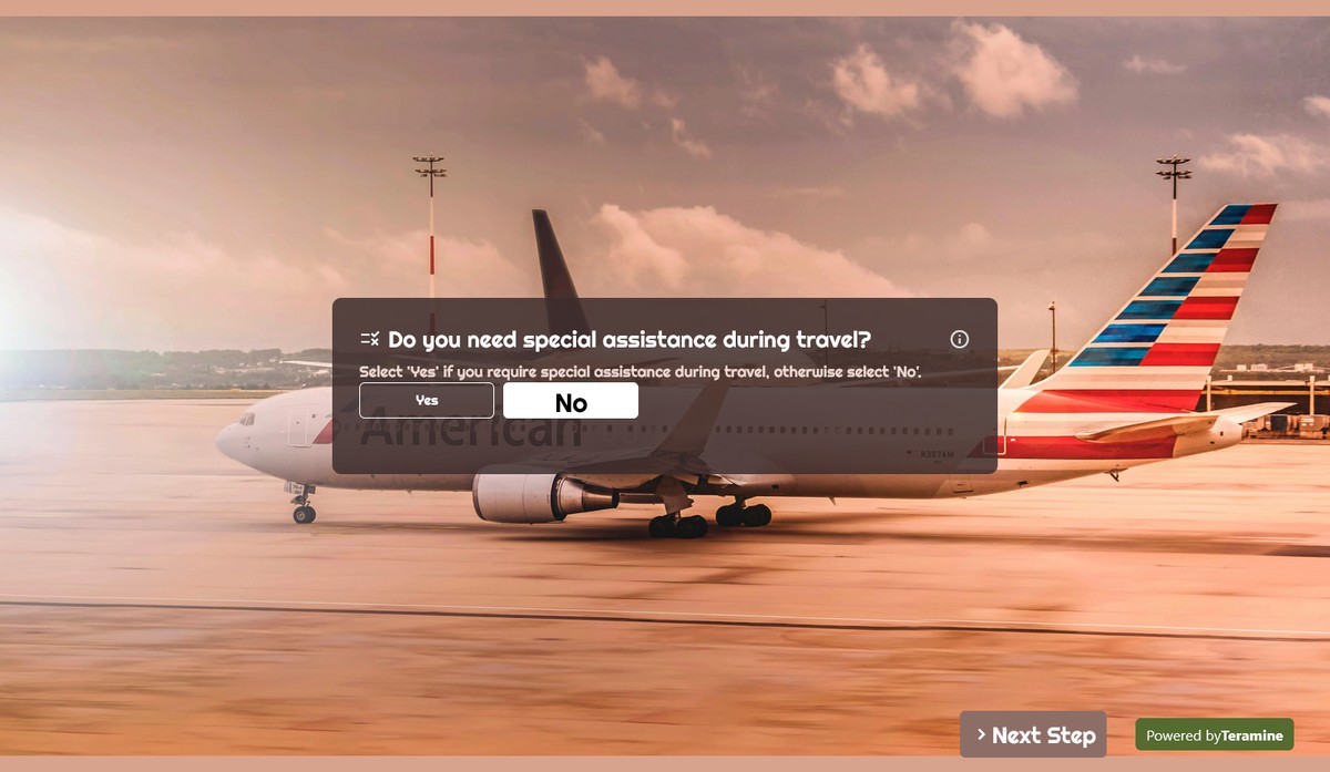 Screenshot of Do you need special assistance during travel?