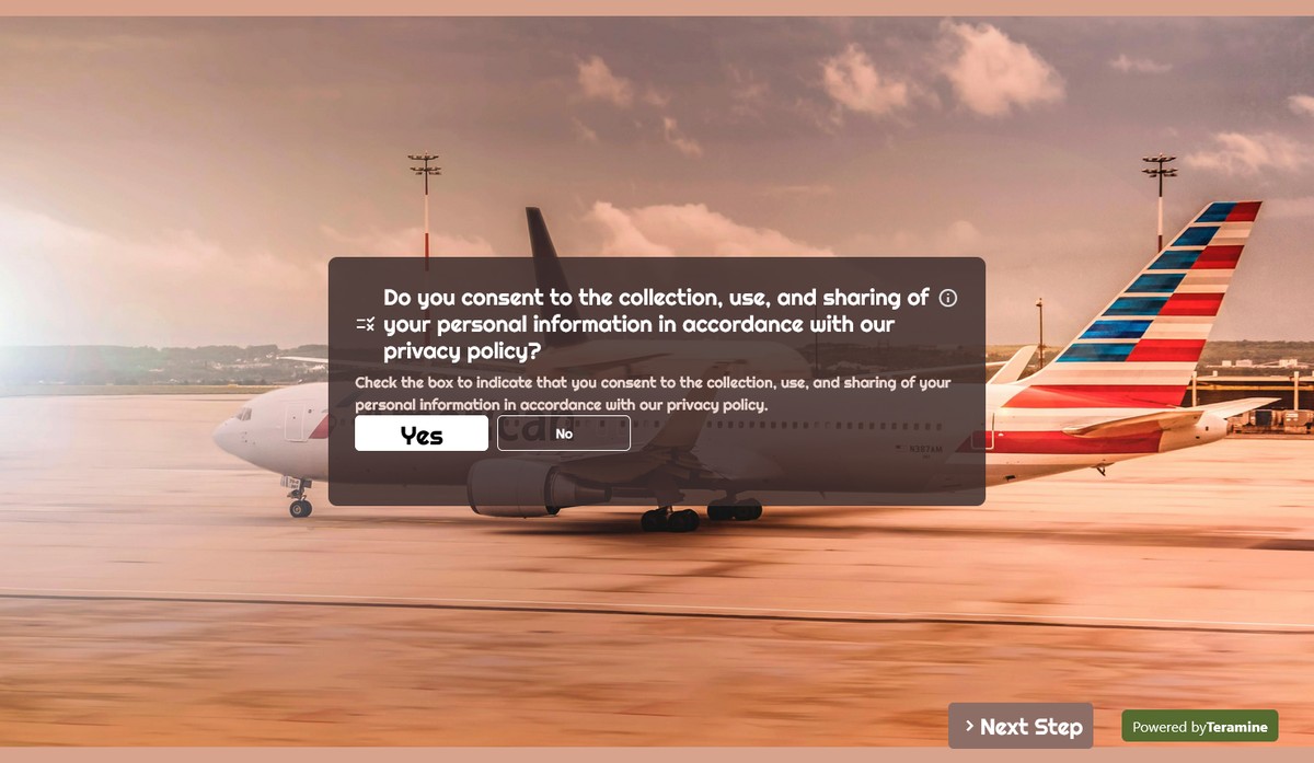 Screenshot of Do you consent to the collection, use, and sharing of your personal information in accordance with our privacy policy?