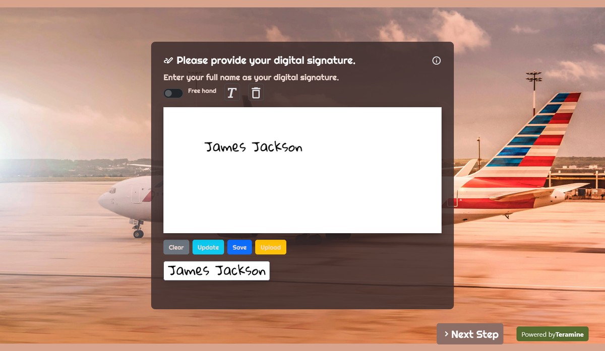 Screenshot of Please provide your digital signature.