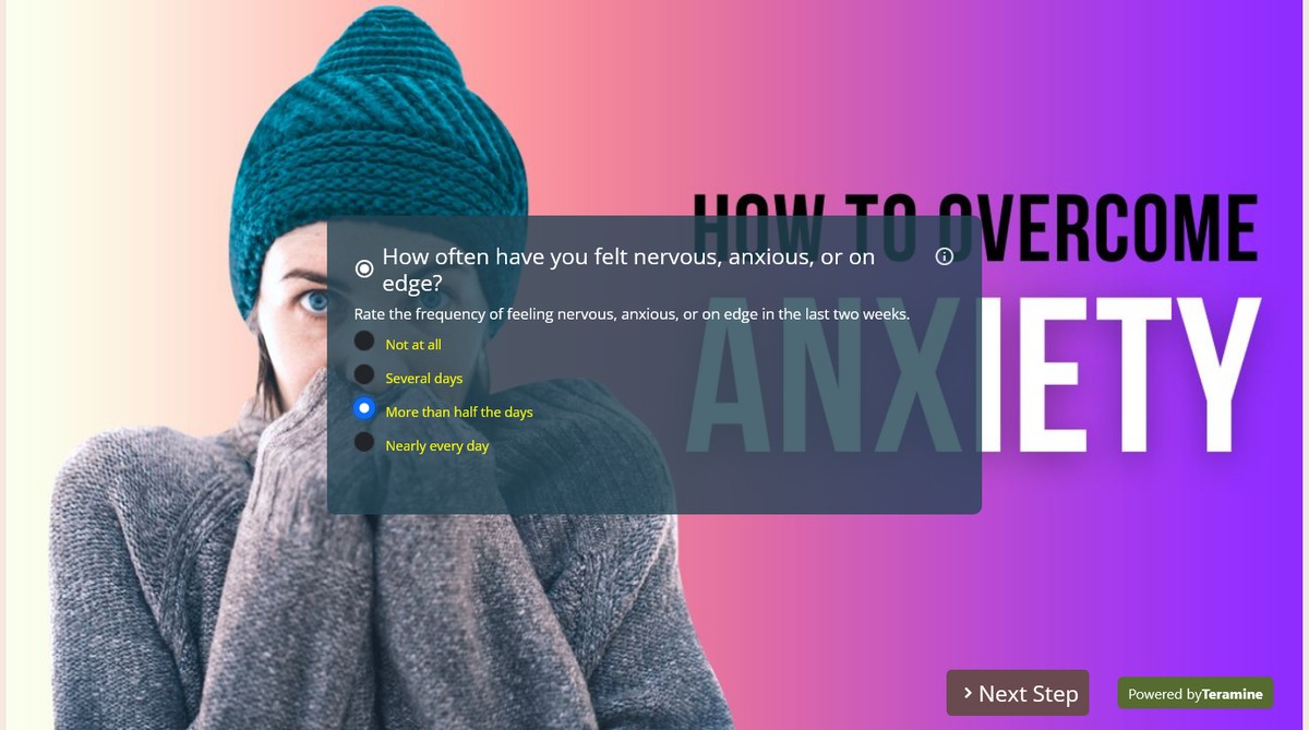 Screenshot of How often have you felt nervous, anxious, or on edge?