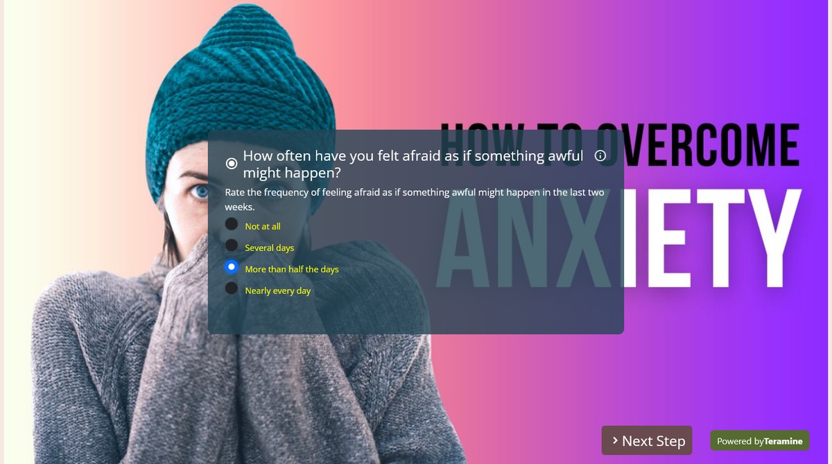 Screenshot of How often have you felt afraid as if something awful might happen?