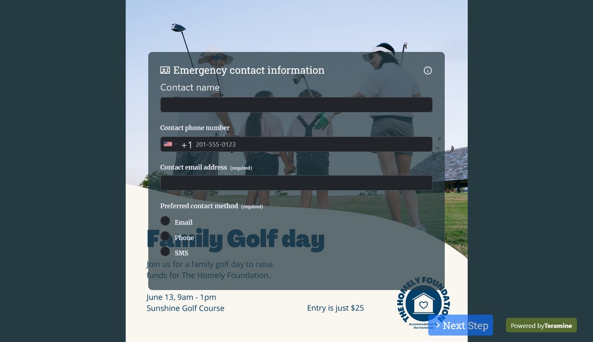 Screenshot of Emergency contact information