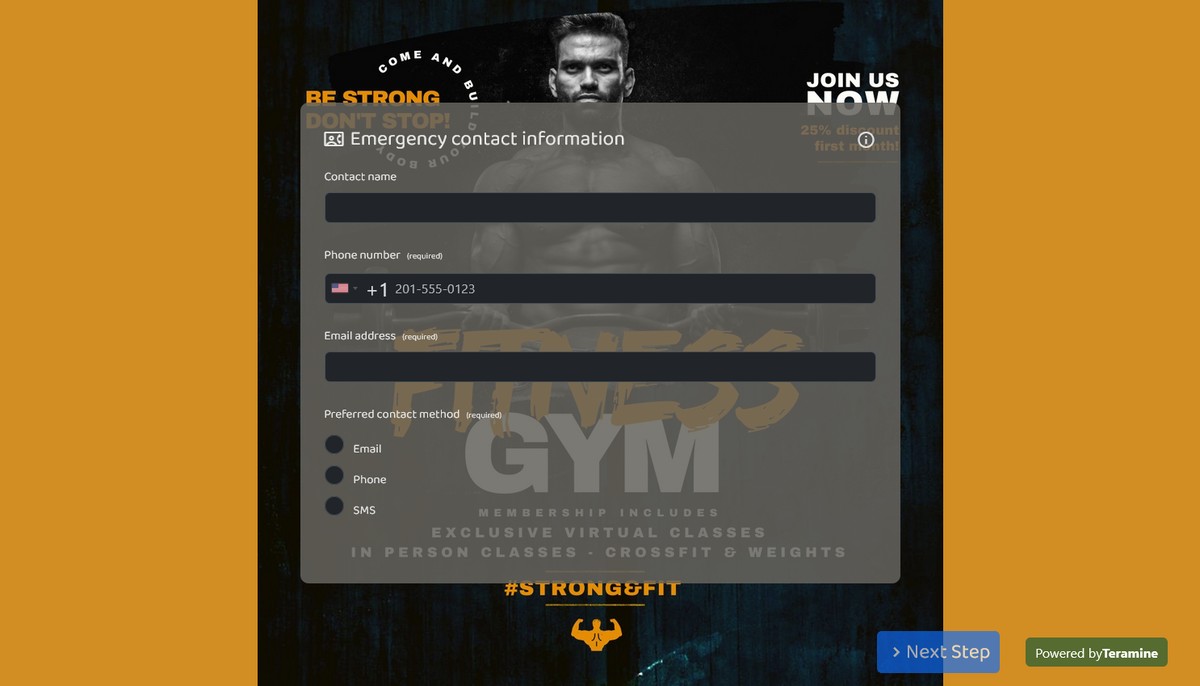 Screenshot of Emergency contact information