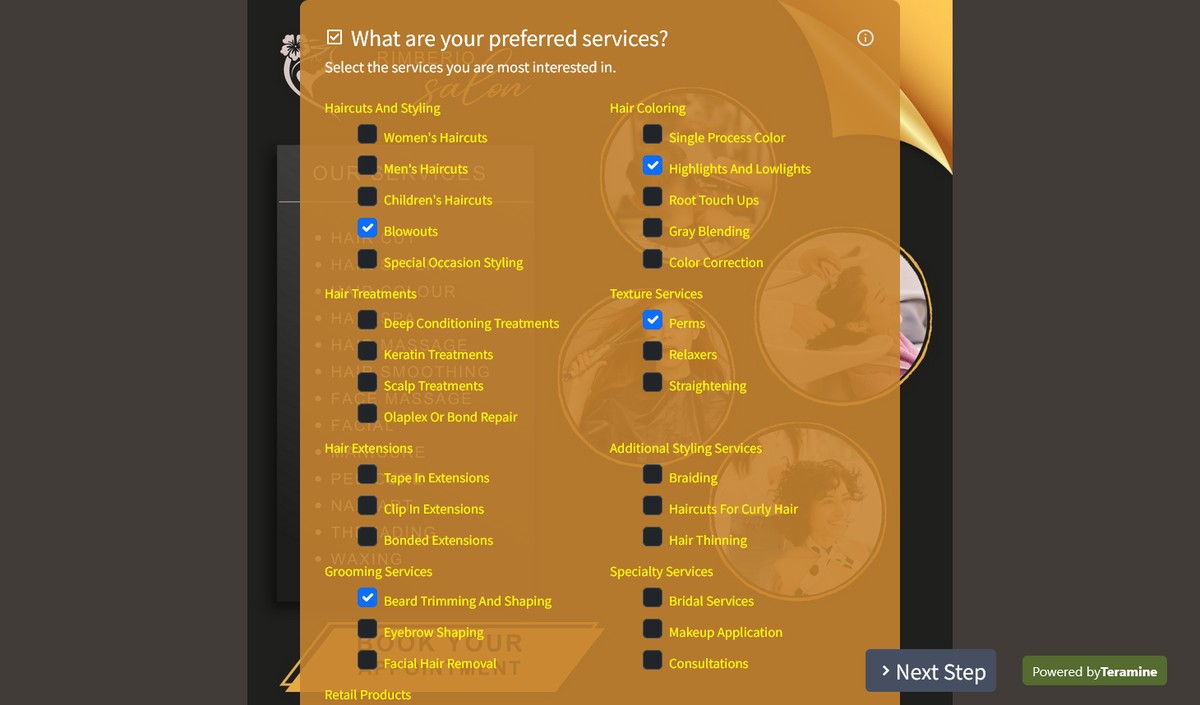 Screenshot of What are your preferred services?