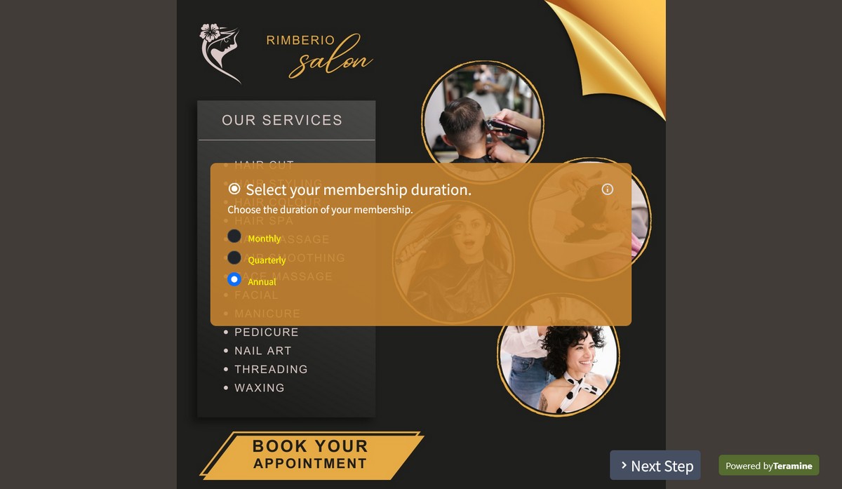 Screenshot of Select your membership duration.