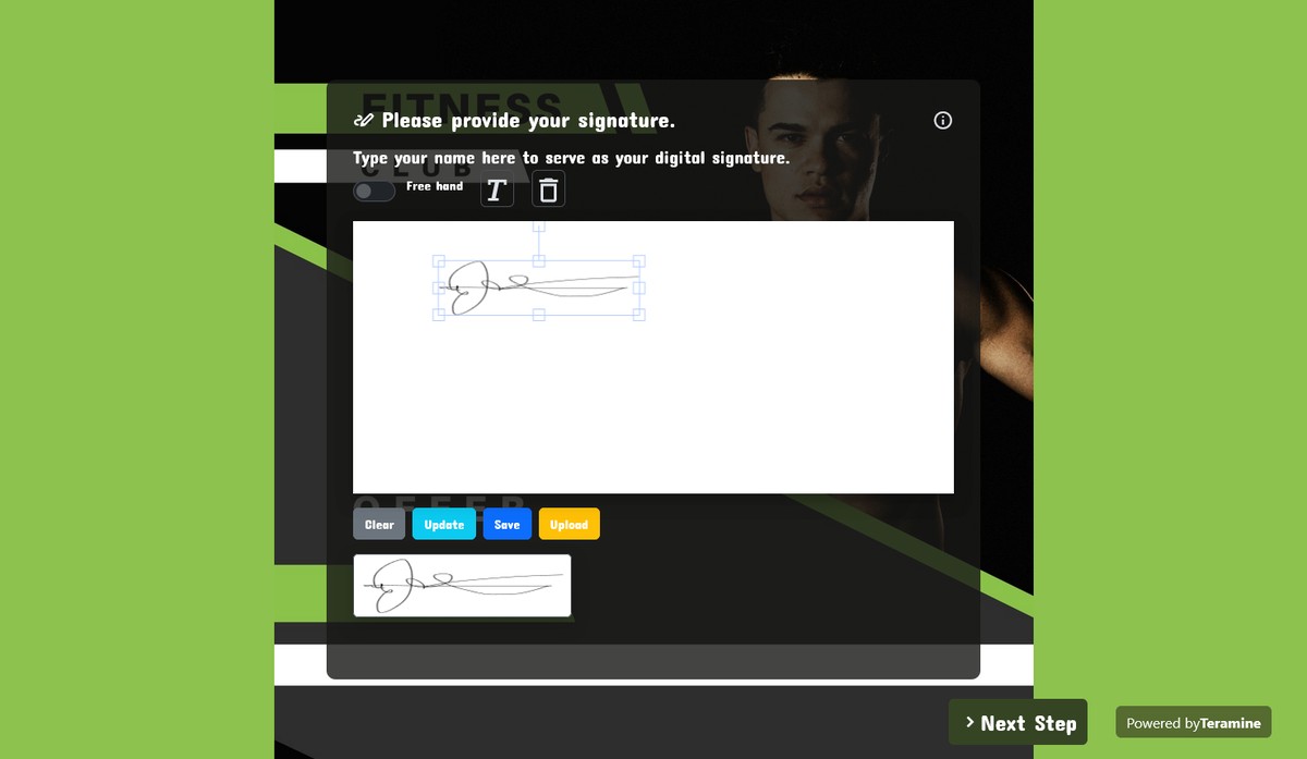 Screenshot of Please provide your signature.