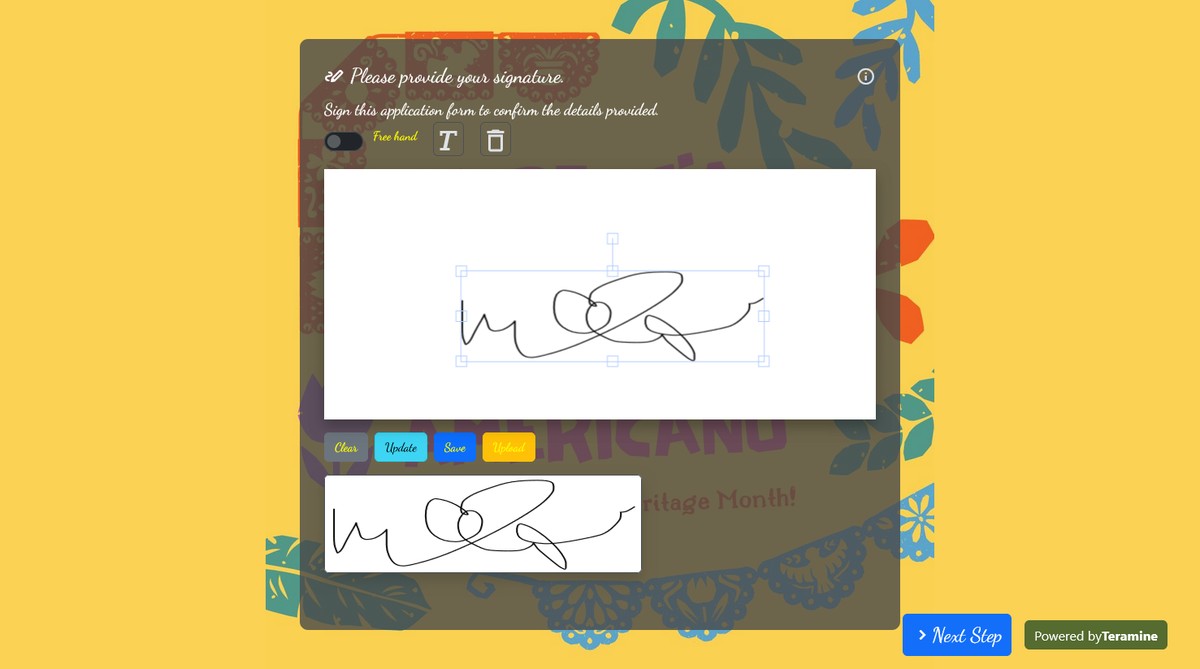 Screenshot of Please provide your signature.