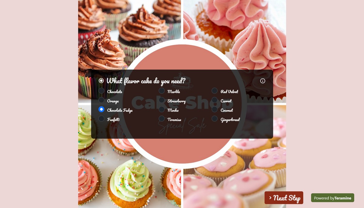 Screenshot of What flavor cake do you need?