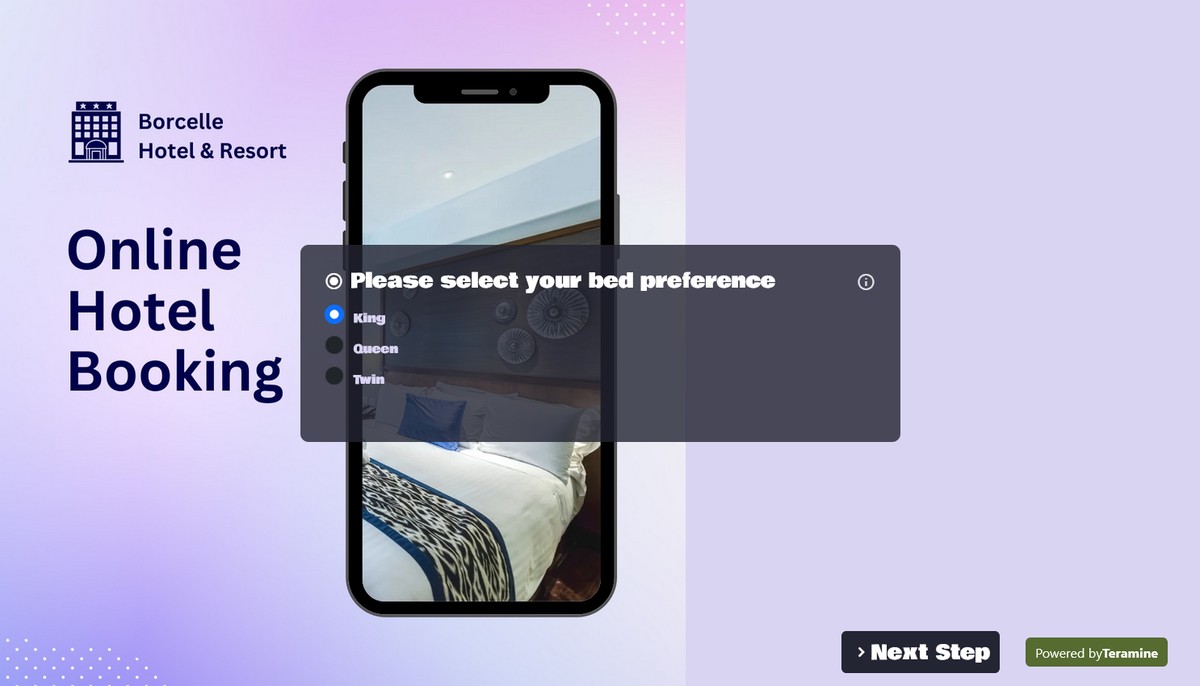 Screenshot of Please select your bed preference