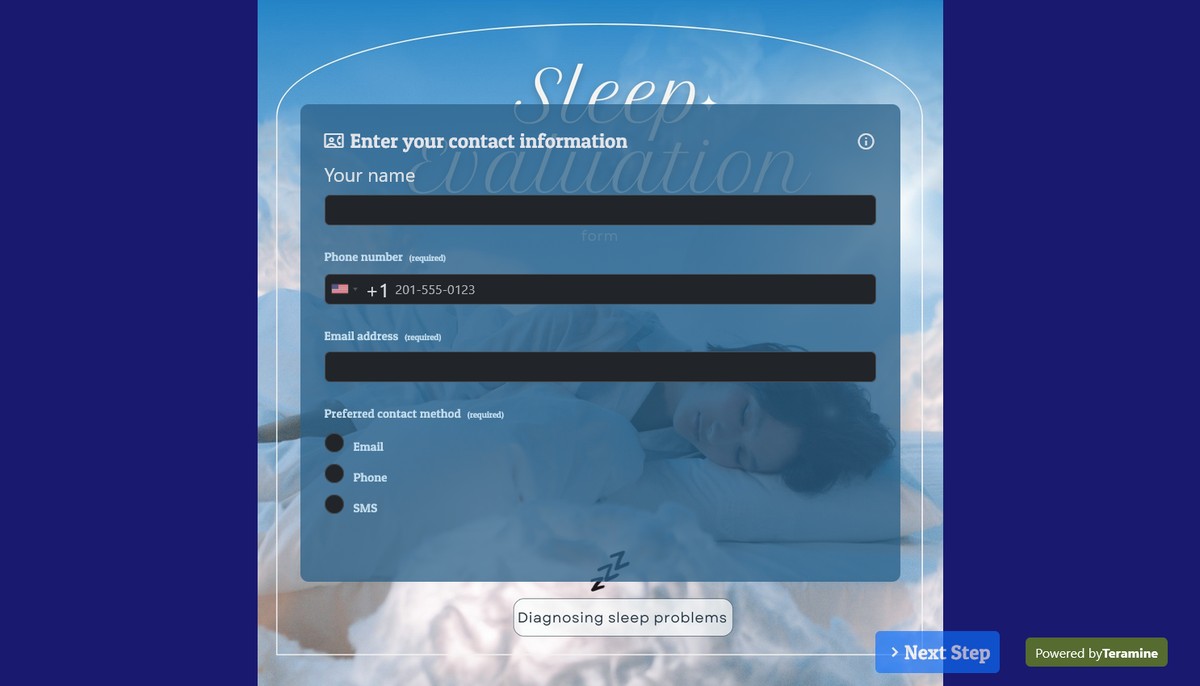 Screenshot of Enter your contact information