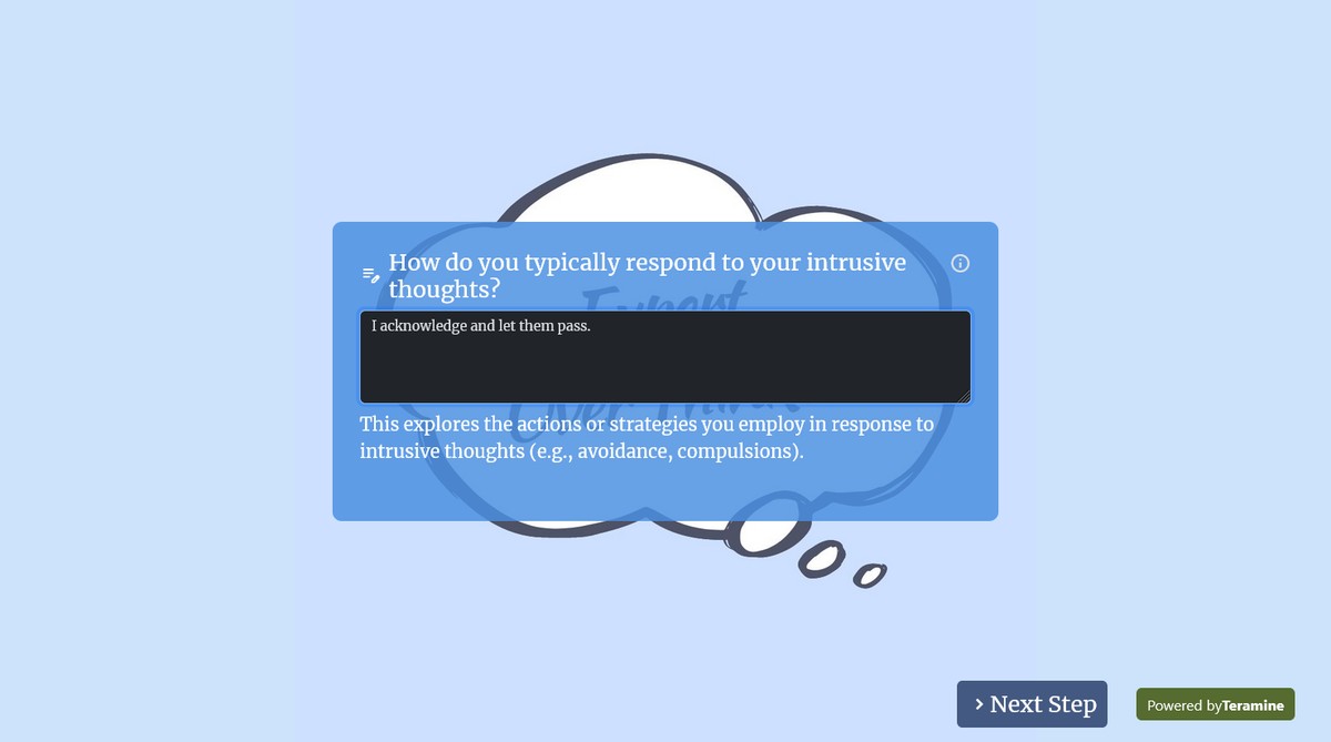 Screenshot of How do you typically respond to your intrusive thoughts?