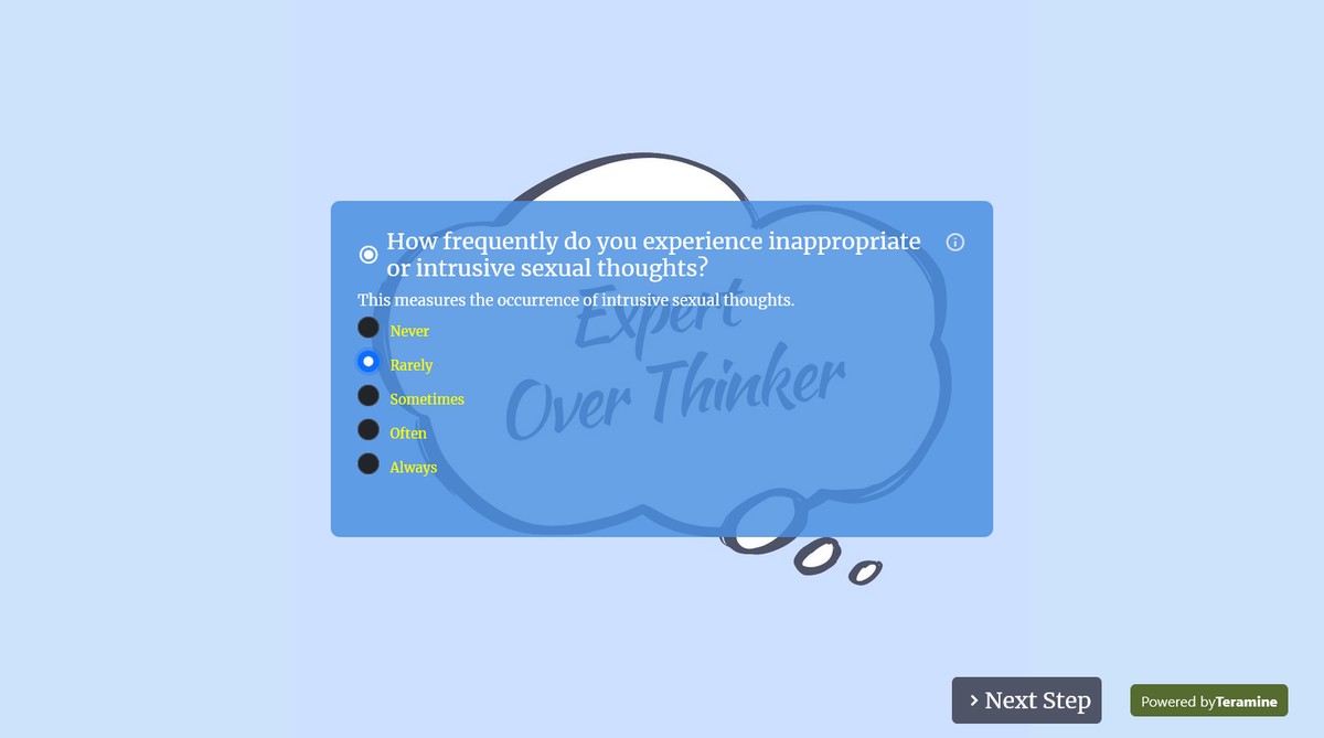 Screenshot of How frequently do you experience inappropriate or intrusive sexual thoughts?