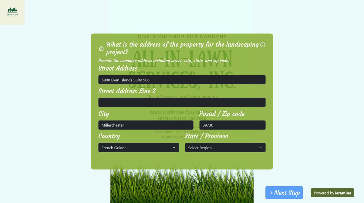 Screenshot of What is the address of the property for the landscaping project?