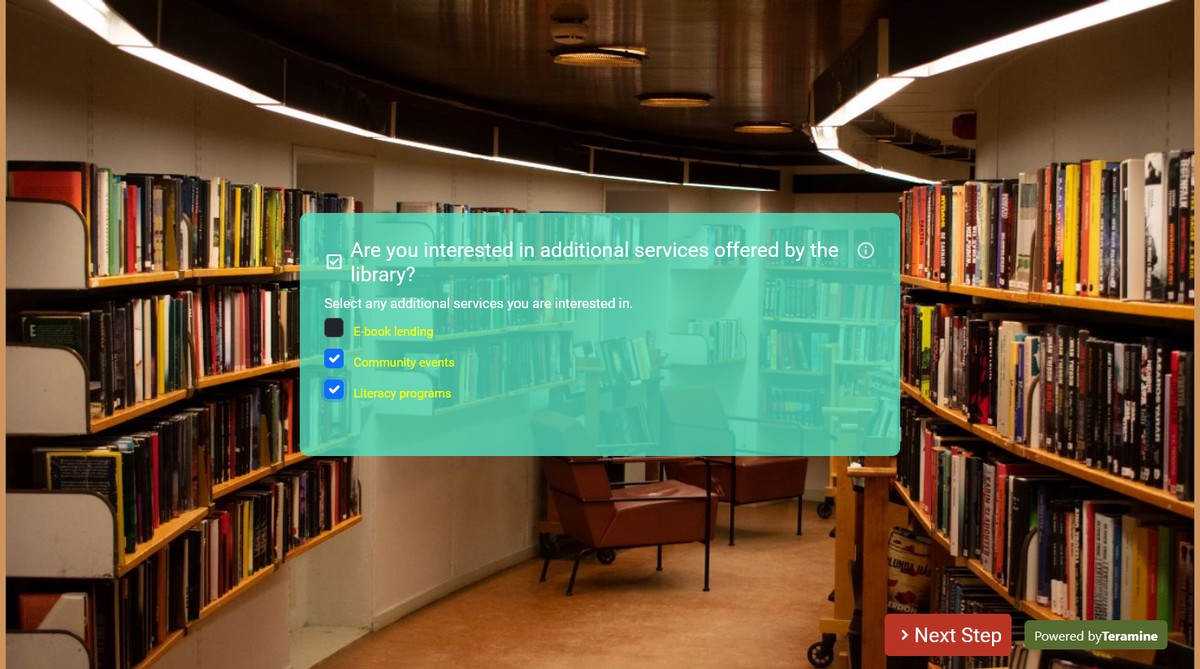 Screenshot of Are you interested in additional services offered by the library?