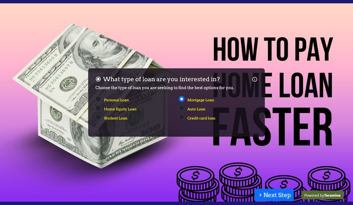 Screenshot of What type of loan are you interested in?