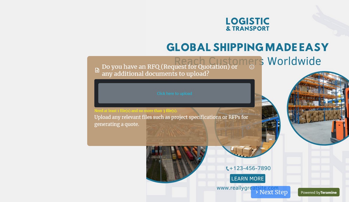 Screenshot of Do you have an RFQ (Request for Quotation) or any additional documents to upload?