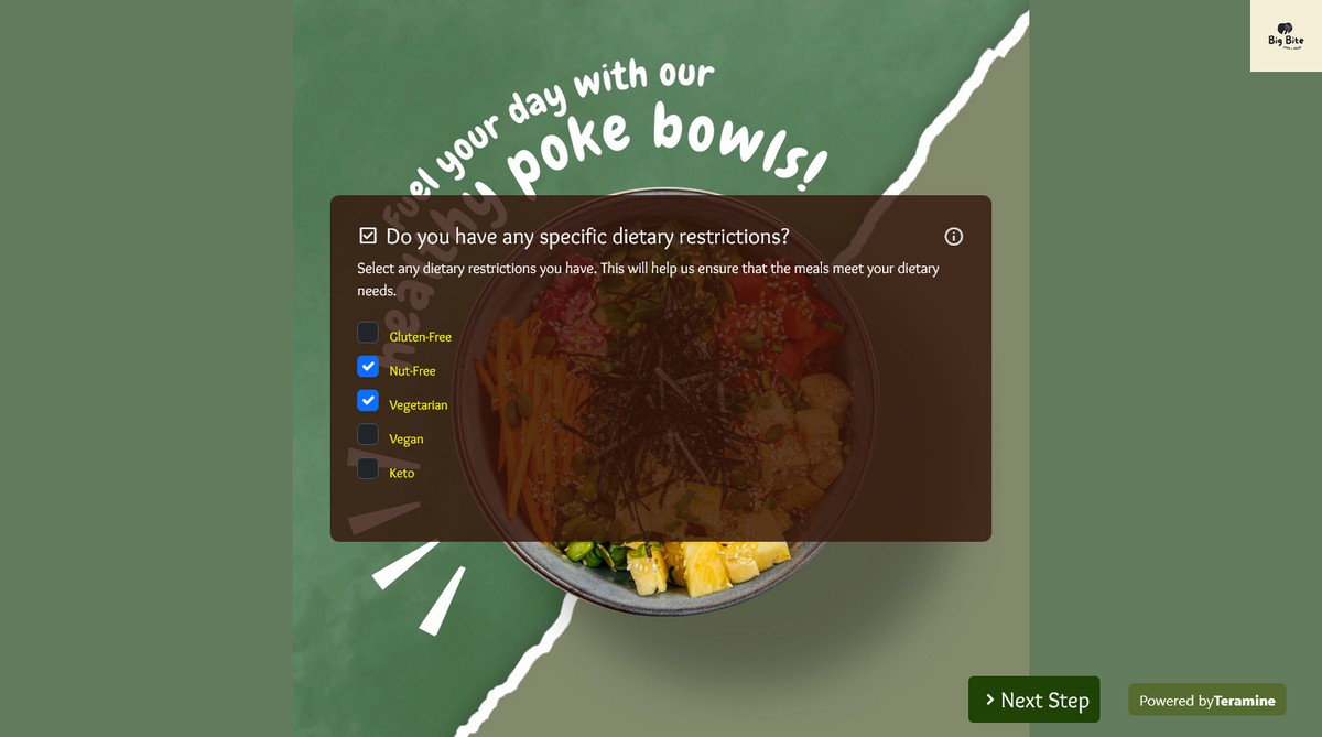 Screenshot of Do you have any specific dietary restrictions?