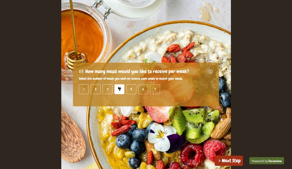 Screenshot of How many meals would you like to receive per week?