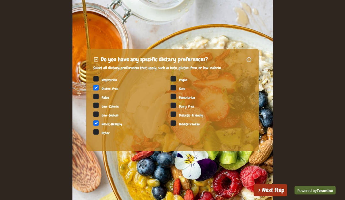 Screenshot of Do you have any specific dietary preferences?