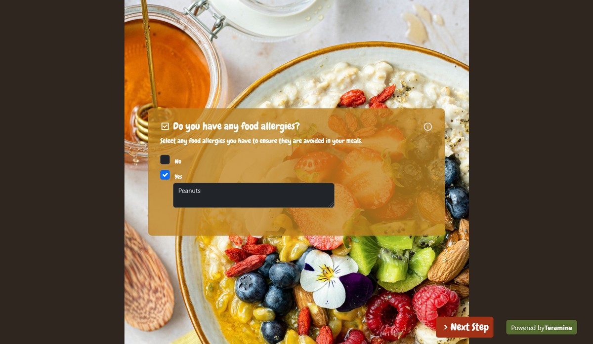 Screenshot of Do you have any food allergies?