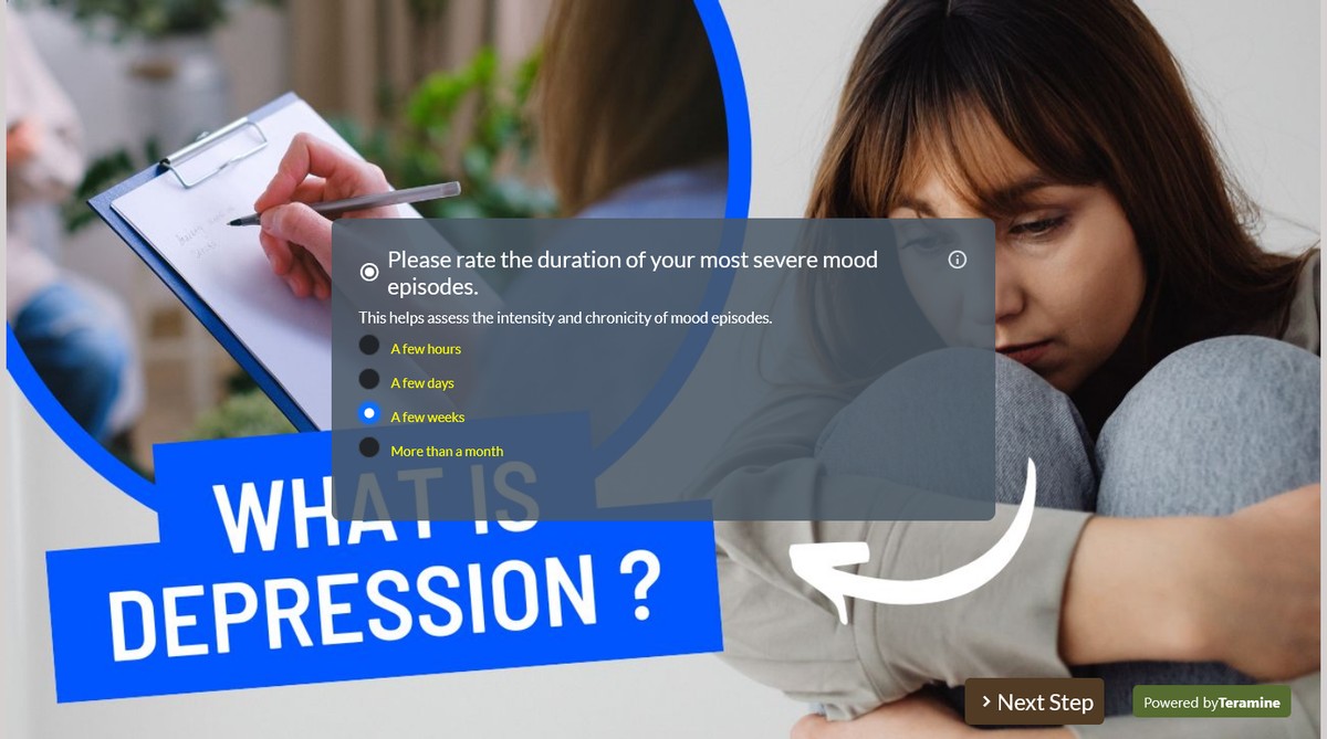 Screenshot of Please rate the duration of your most severe mood episodes.