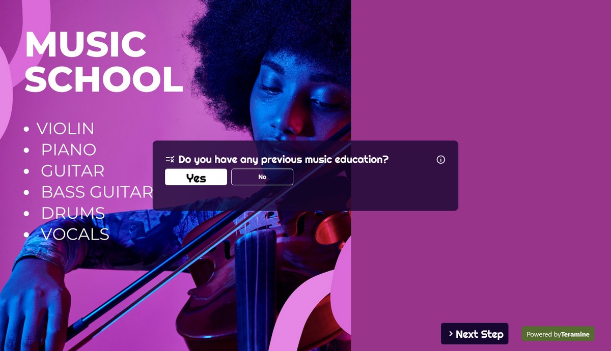 Screenshot of Do you have any previous music education?