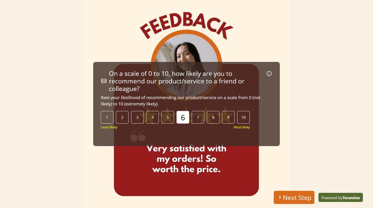 Screenshot of On a scale of 0 to 10, how likely are you to recommend our product/service to a friend or colleague?