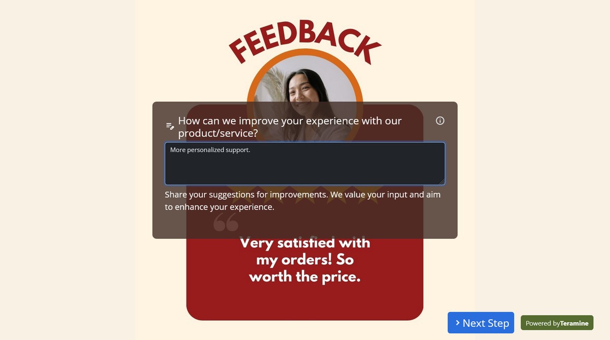 Screenshot of How can we improve your experience with our product/service?