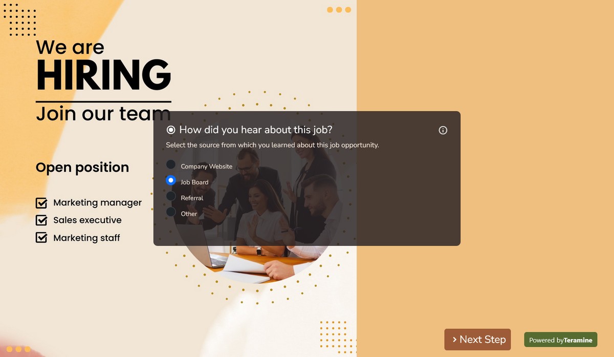 Screenshot of How did you hear about this job?