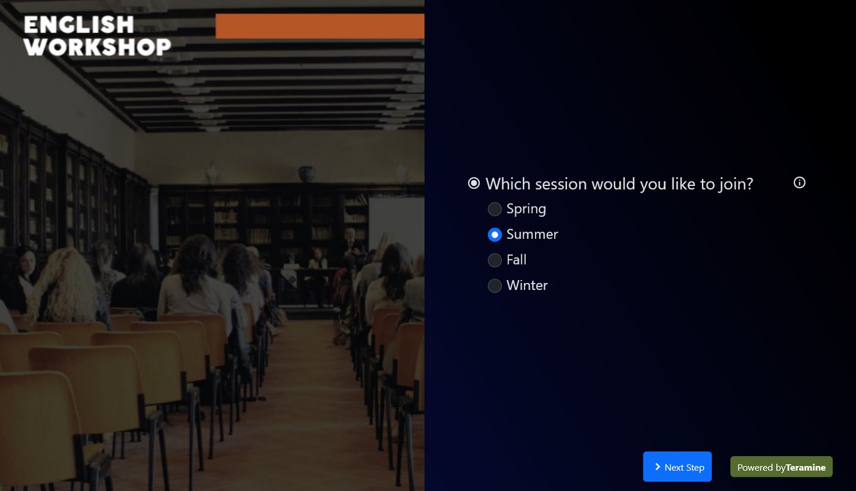 Screenshot of Which session would you like to join?