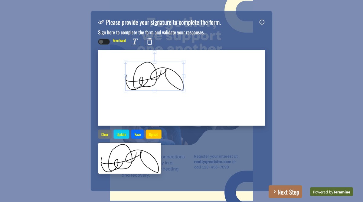 Screenshot of Please provide your signature to complete the form.