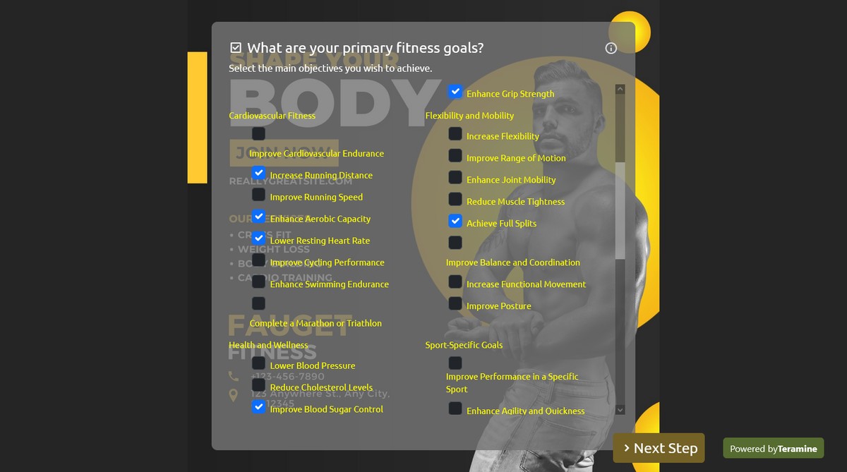 Screenshot of What are your primary fitness goals?