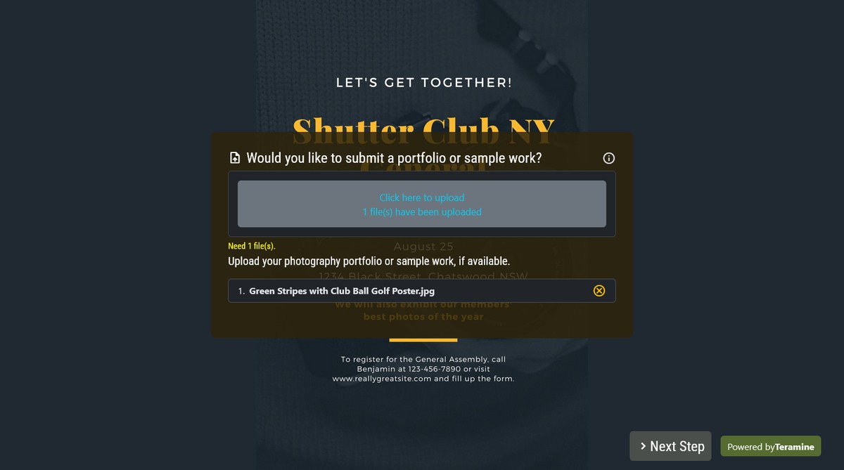 Screenshot of Would you like to submit a portfolio or sample work?